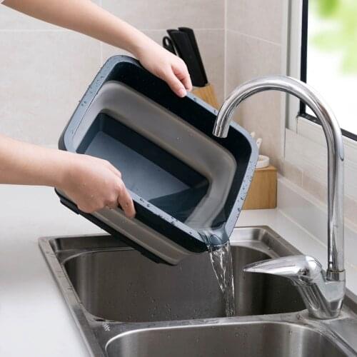 Folding Washbasin Retractable Household Wash Foam Foot Portable Thickened Kitchen Washing Basin Travel Outdoor Folding Basin