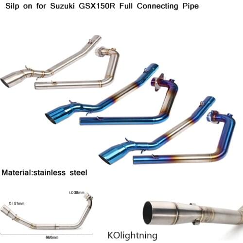 Silp on for Suzuki GSX150R Motorcycle Full Connecting Pipe Modified 51mm Header Exhaust Silencer System