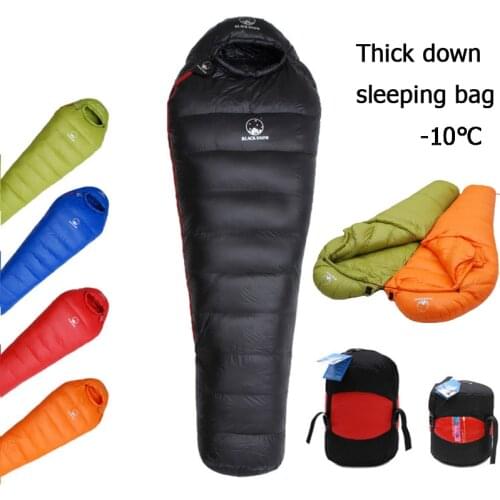 Camping Sleeping Bag White Goose Down Filled Adult Mummy Style Double Splicing Sleeping Bag Winter Thermal For Outdoor Travel