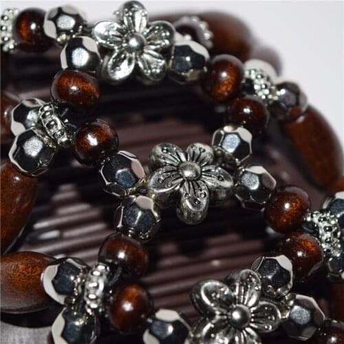 Standard comb silver flower brown beads 20pcs/lot magic comb