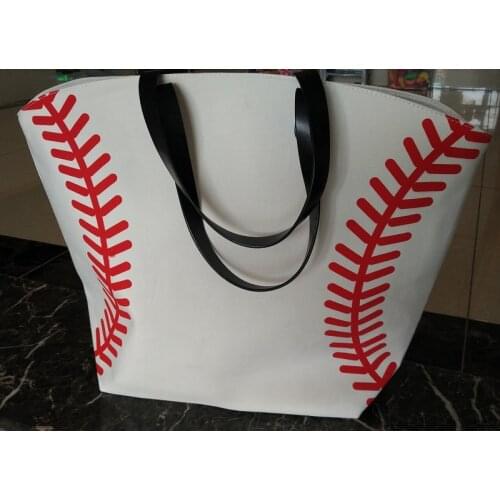 Shopping bag black yellow softball white baseball Jewelry Packaging Blanks Kids Cotton Canvas Sports Baseball Softball Tote Bag
