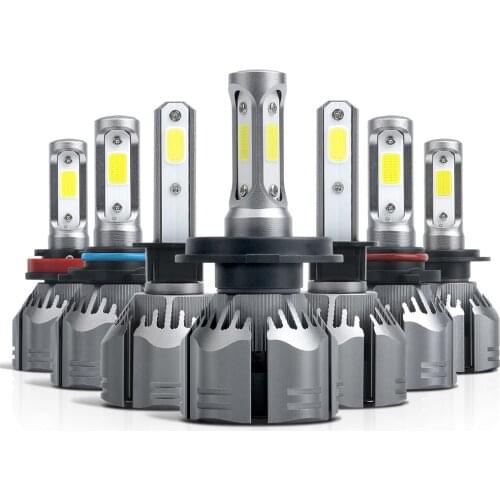 3 Sides H4 6000K Car Headlight Bulb H1 H3 H7 H8/H11 9005 9006 R11 Auto Fog Light Hi/lo Beam Motor Led Lamp 10000LM 48W White 12V