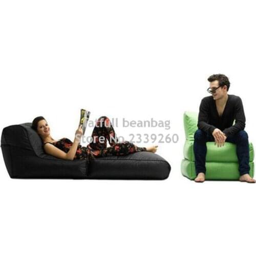 COVER ONLY,no filler -Black Folded up design bean bag chair,adults folding seat sofa beds, 2 in 1 multifunction portable sofa