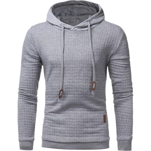 Hoodies Men Brand Male Long Sleeve Solid Color Lattice Hooded Sweatshirt Mens Hoodie Tracksuit Sweat Coat Casual Sportswear