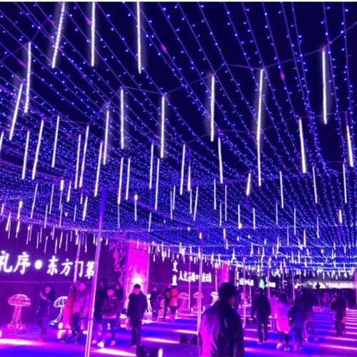 New Year 30cm Outdoor Meteor Shower Rain 8 Tubes LED String Lights Waterproof For Tree Christmas Wedding Party Decoration