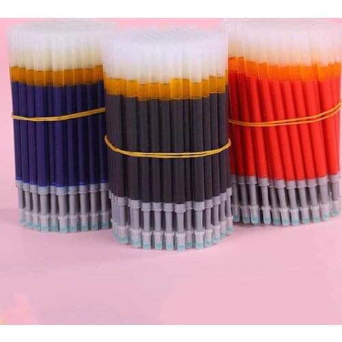 50Pcs/set Retractable Press Gel Pen Refills 0.5mm Blue/Black/Blue/Red Ink Rod For Student Stationery Writing Push Type Gel Pens