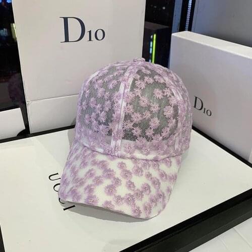 Womens Baseball Caps Lace Sun Hats Breathable Mesh Floral Hat Gorras Summer Cap Snapback Casquette Cap