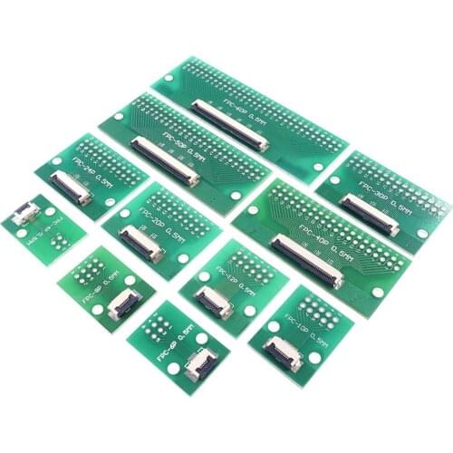 1 pc FPC FFC Cable 4 6 8 10 12 15 20 24 30 40 50 60 PIN 0.5 mm Cable PCB Adapter to 2.54 mm 1 inch pitch through hole PCB