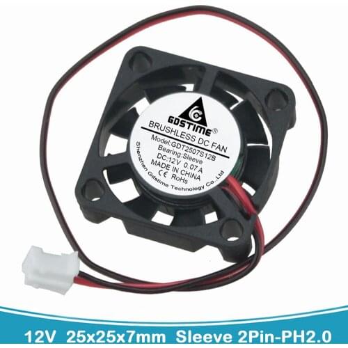 10 pieces lot Gdstime 25mm x 7mm 2507 DC 12V 2Pin DC Brushless Computer Cooler Cooling Fan