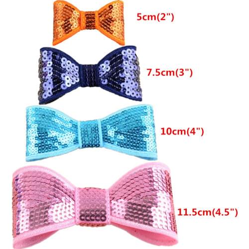 Wholesale 100pcs/lot 4.5inch big sequin bows girls high quality embroideried christmas bowknot for hair accessories HDJ09