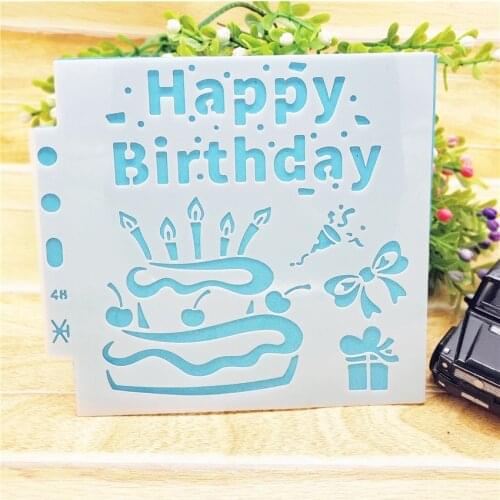 13*14CM Birthday shield DIY cake scrapbook stencils hollow Embellishments printing lace ruler Valentines Day Cover template