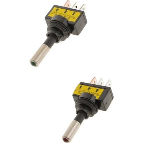2PCS Car Truck Red+Green LED Lighted 3Pin Toggle Switch DC12V 20A ON OFF