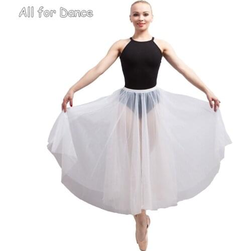 2 Layers Soft Tulle Without Pants Adult Ballet Dance Long Tutu Dance Wear For Lyrica Dance Practice Romantic Dance Dress