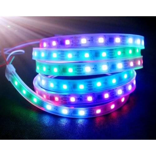 5m DC12V UCS1903(similar to WS2811 300LEDs (20pixes/m) led pixel strip;waterproof in silicon tube;WHITE PCB;IP66;RGB full color