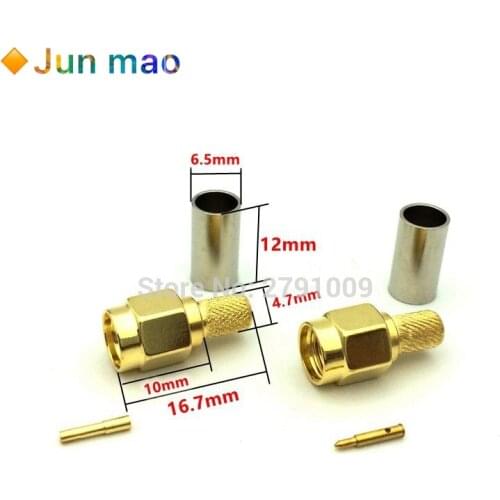 5PCS SMA Male/Female Connector SMA-J-3.0 Plug RF Coaxial Connector Crimp For RG58 LMR195 RG-400 RG-142 50-3 Cable RF SMA