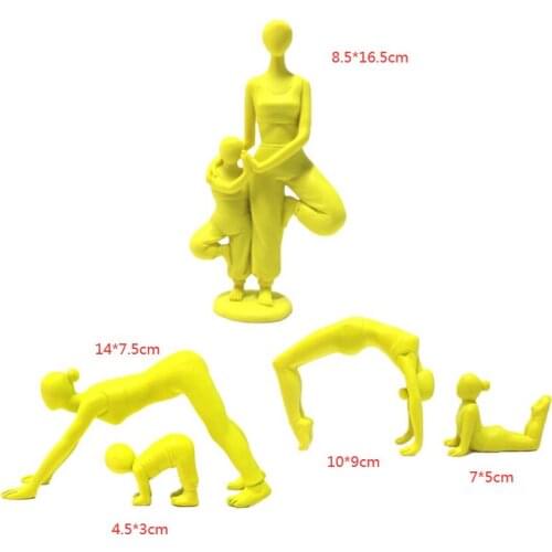 5pcs Resin Abstract Art Yoga Pose Statue Figurine Set Meditation Yoga Lady Figurines Zen Garden Home Interiors Living Room Decor