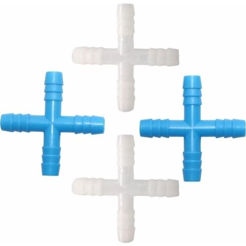 500pcs 8mm 4 way barb cross tee connectors four way water splitter garden hose accessories connect the garden water pipe