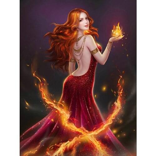 5D DIY Diamond Painting Accessories "Goddess of Fire" Full Square Drill Picture of Rhinestones Mosaic Home Decoration Diamond