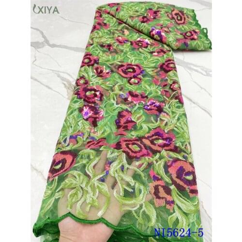 African Sequins Lace Fabric New Arrival French Tulle Mesh Lace Fabric for Wedding Sequence Laces Fabrics for Party NI5624