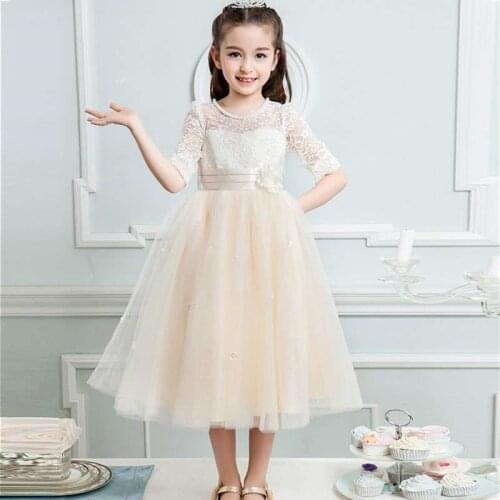 White Wedding Flower Girl Dresses First Communion Kid Party Dresses Baby Girl Clothes For 4-15years