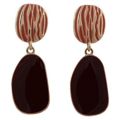 Wine red geometry of the temperament of the popular ins joker earrings stud earrings