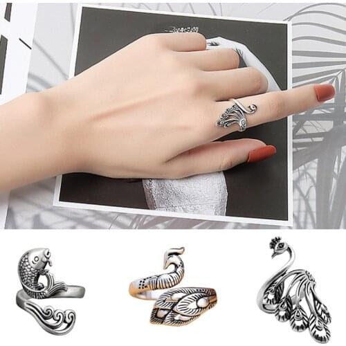 Elegant Peacock Open Rings Antique Phoenix Bohemian Hippie Gypsy Jewelry Women Girls Rings