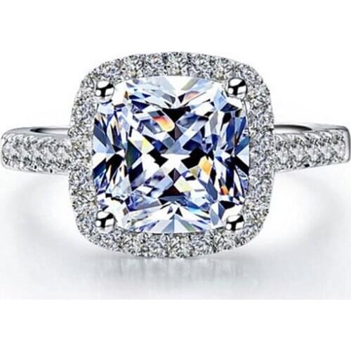 Simple Womens Crystal 925 Sterling Silver Ring Wedding Engagement Jewelry Exquisite Crystal from Swarovskis Anilos Gift