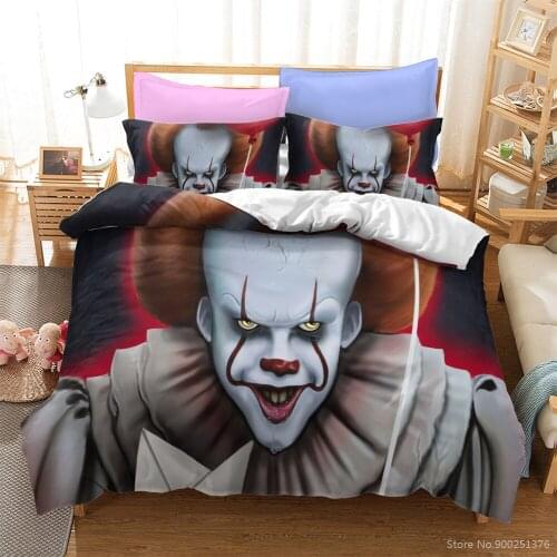 3D Printed Horror Movie Stephen Kings It Bedding Set Soft Duvet Cover Set Comforter Cover Set Bedclothes for Home Bedroom Gift