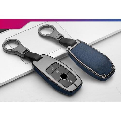 Zinc Alloy Leather Car Key Case Cover For Mercedes Benz E V-Class E300 W202 W210 2017 Protector Shell Keychain Auto Accessories