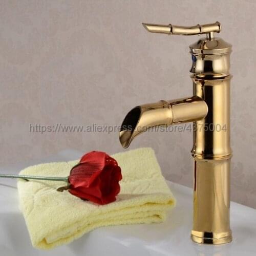 Bathroom sink faucet cold and hot bathroom faucet Gold Color Brass Deck Mounted Basin Faucet Ngf007