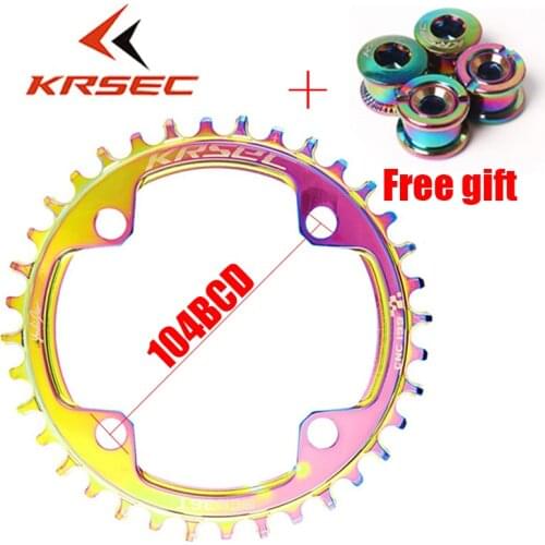 KRSEC 104bcd Bicycle Chainring 32/34/36/38T Single Speed Chain Ring Narrow Wide Chainwheel Mountain Road Bike Crankset parts