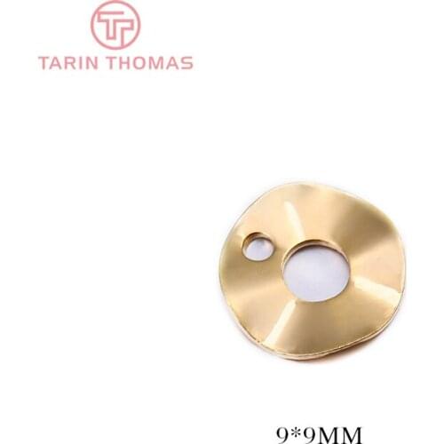 20PCS 9x9MM 24K Gold Color Brass Round with Holes Disk Pendants Charms for DIY Jewelry Making Findings Accessories