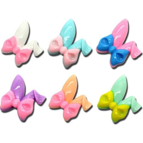 LF 10Pcs Mixed Resin Rabbit Decoration Crafts Flatback Cabochon Embellishments For Scrapbooking Kawaii Cute Diy Accessories 40mm