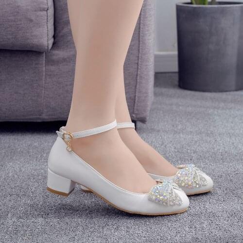 Mary Janes Shoes Women Sweet Pumps Thick with Autumn Female Round Single Party Wedding Heels Ladies Footwear