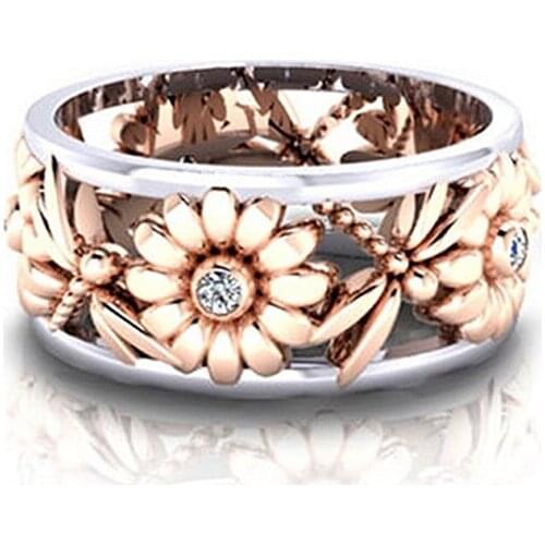 Trendy Jewelry Rings For Women Creative Sunflower Chrysanthemum Ring Bridal Engagement Wedding Jewelen Cincin Wanita