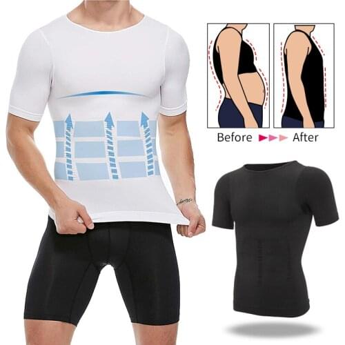 Mens Body Shaper Slimming Shirt Compression Vest Elastic Slim Underwear Shapewear