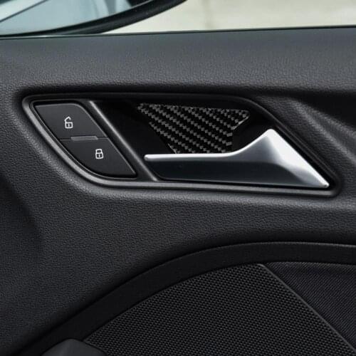 4pcs Real Carbon Fiber Stickers Inner Door Bowl Decorative Cover Trim Kit Parts for Audi A3 S3 8V 2014-2019 Models Accessories