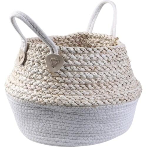 69HC Nordic Handmade Straw Laundry Picnic Toy Storage Basket Flower Pot Container