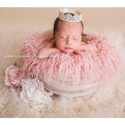 Hooyi Baby Receiving Blanket Newborn Photography Prop Cushion 50*80CM Swaddling Mat Faux Fur Baby Sleeping Carpet Solid Soft