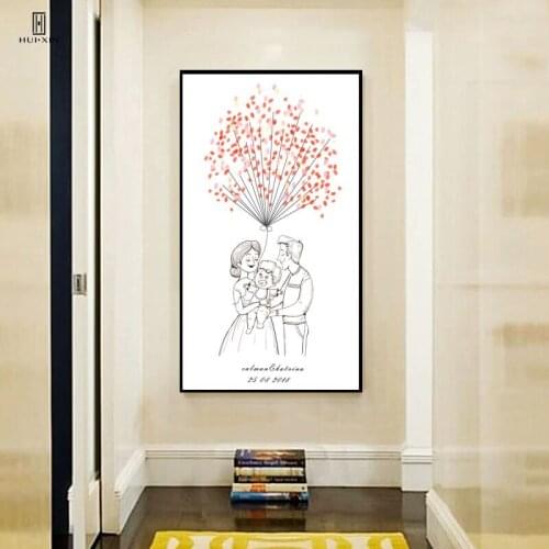 Original Simple Sweet Family Baby Parents Best Wishes Birthday Gifts Guestbook Fingerprint DIY for Kids Signature Party Decor