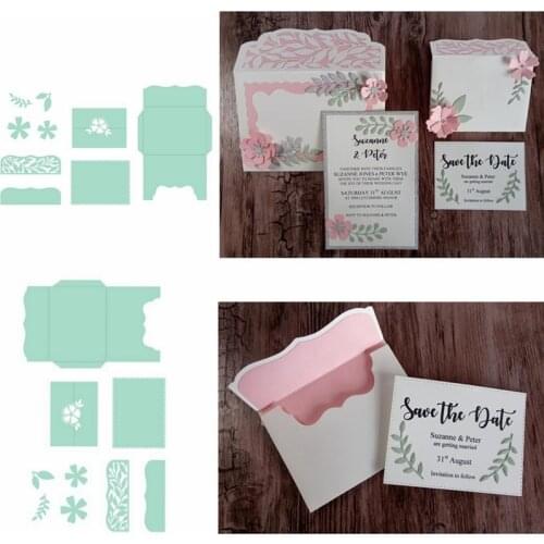 Openable Envelope With Card Inside Metal Cutting Dies Sweet Pink Envelope+Card Die Cuts For Card Making Crafts Cards