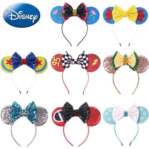 Disney Lovely Girls Bows Minnie Mickey Headband Ears Hair-Accessories Kid Women Head-Accessories Headdress Head Band Party