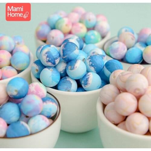 10PC Baby Teether Silicone Beads Planet Silicone Beads Bracelet Bracelet BPA Free For Newborn Baby Teething Necklace Accessorie