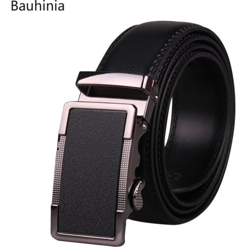 Bauhinia New Mens 110cm-130cm Optional Alloy Automatic Buckle Belt Luxury Young Black Designer Business Suit Pants Belt