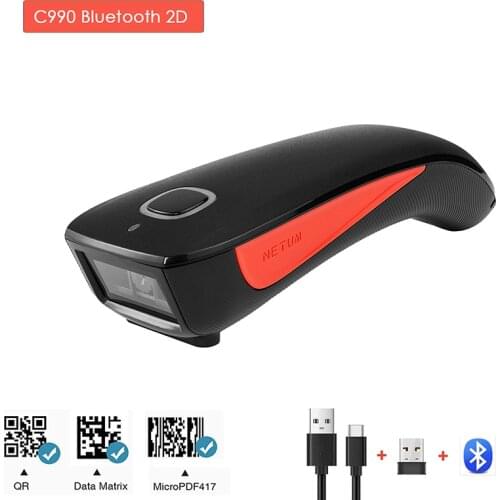 2D Barcode Scanner Wireless Bluetooth QR Code Reader C990 Data Matrix PDF417 for IOS Android Windows Mini Pocket Scanners