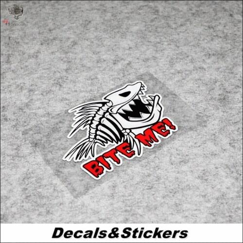 NO.L270 Bite Me Fish Skull 3M Reflective Modified Stickers Car Glass Waterproof Decals MOTO GP Racing Motorcycle