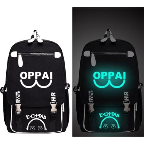 One Punch Man OPPAI Cat Fan Printed Anime Luminous Backpack Bag Messenger Glow in Light School Student Bag Boy Girl Gift