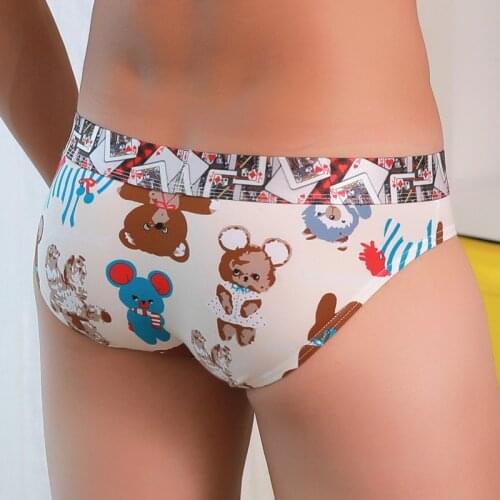 Brand Sexy Mens Underwear Briefs Cuecas Cute Printed Gay Underwear Calzoncillos Hombre Slips High Quality Male Panties