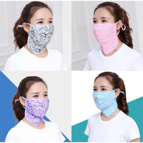 Outdoor Ice Silk Sunscreen Turban Motorcycle Bike Riding Dots Facemask Hanging Ear Scarf Bandana Neck Scarves