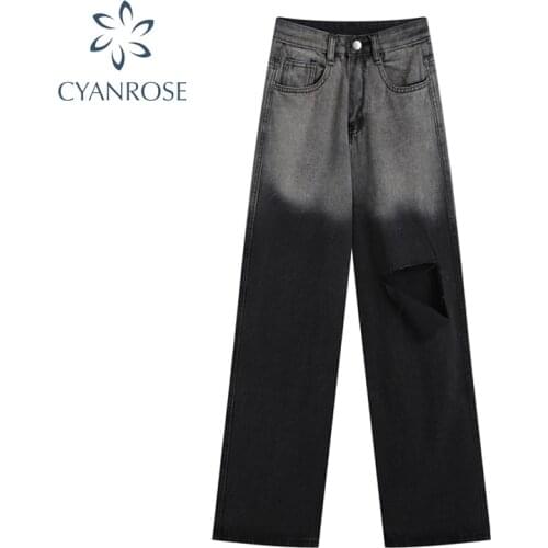 Streetwear Vintage High Waist Jeans Women Baggy 2021 Autumn Fashion Ripped Harajuku Straight Loose Casual Y2k Long Pants Female